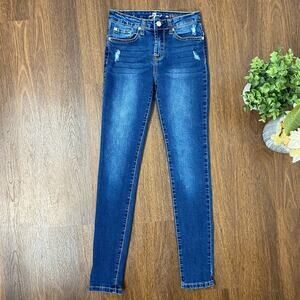Girls 7 For All Mankind The Skinny Distressed Denim Jeans Size 14